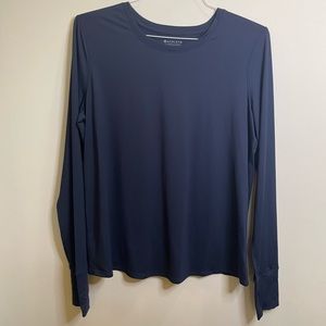 ATHLETA dri fit cross back pullover long sleeve navy blue size large